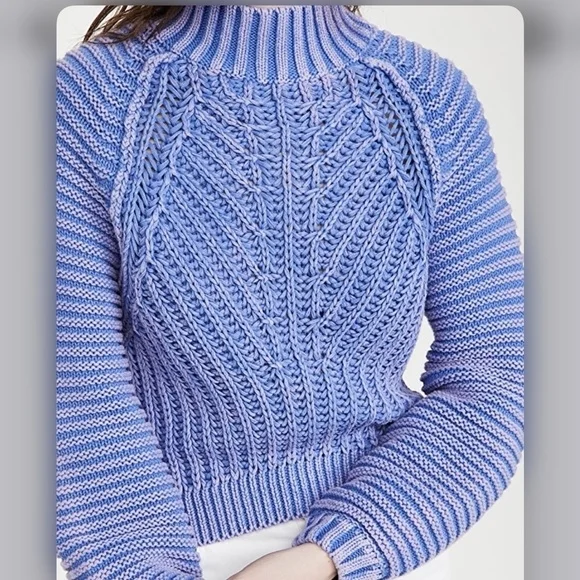 Free People Periwinkle Cable Knit Turtleneck Sweater - Picture 9 of 12